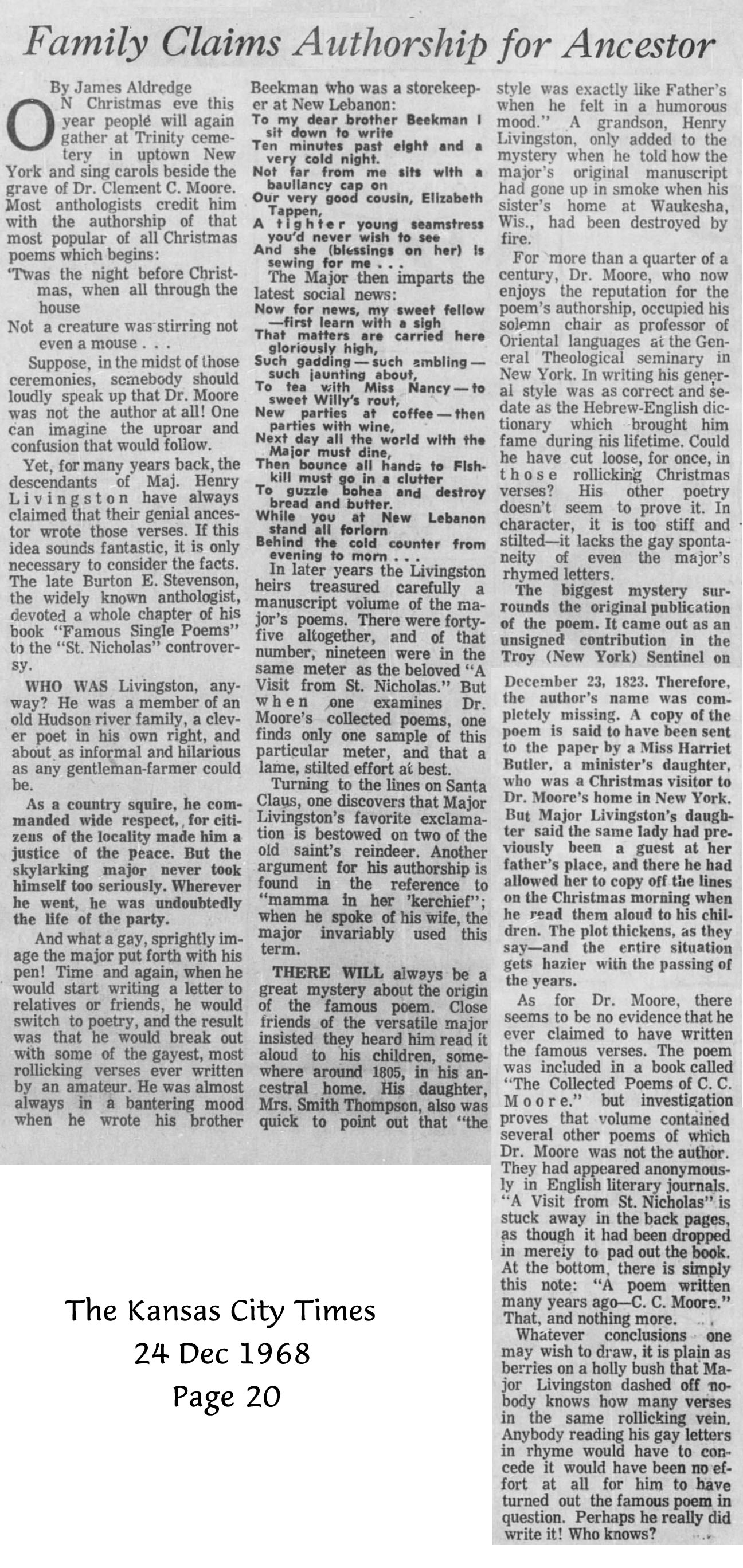 The Kansas City Times - 23 Dec 1968 - James Aldredge